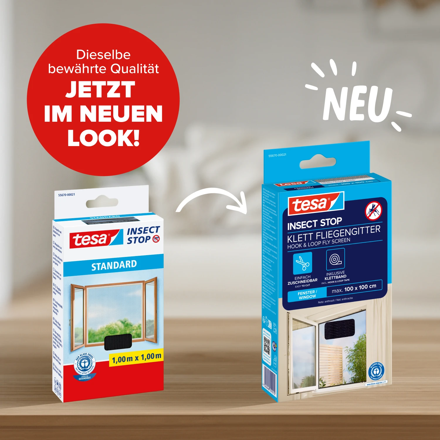 tesa® Fliegengitter Standard Klettband für Fenster, anthrazit