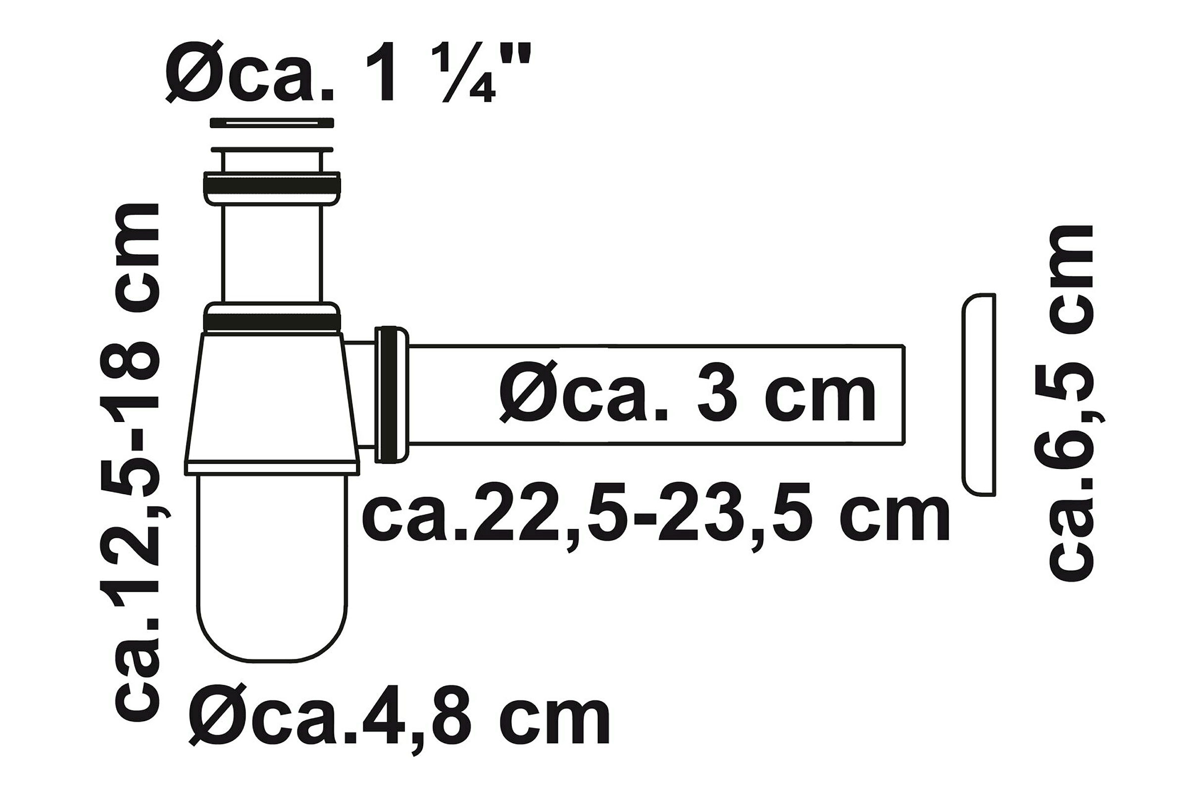 Flaschensiphon, Chrom, 1 1/4'' x 32 mm