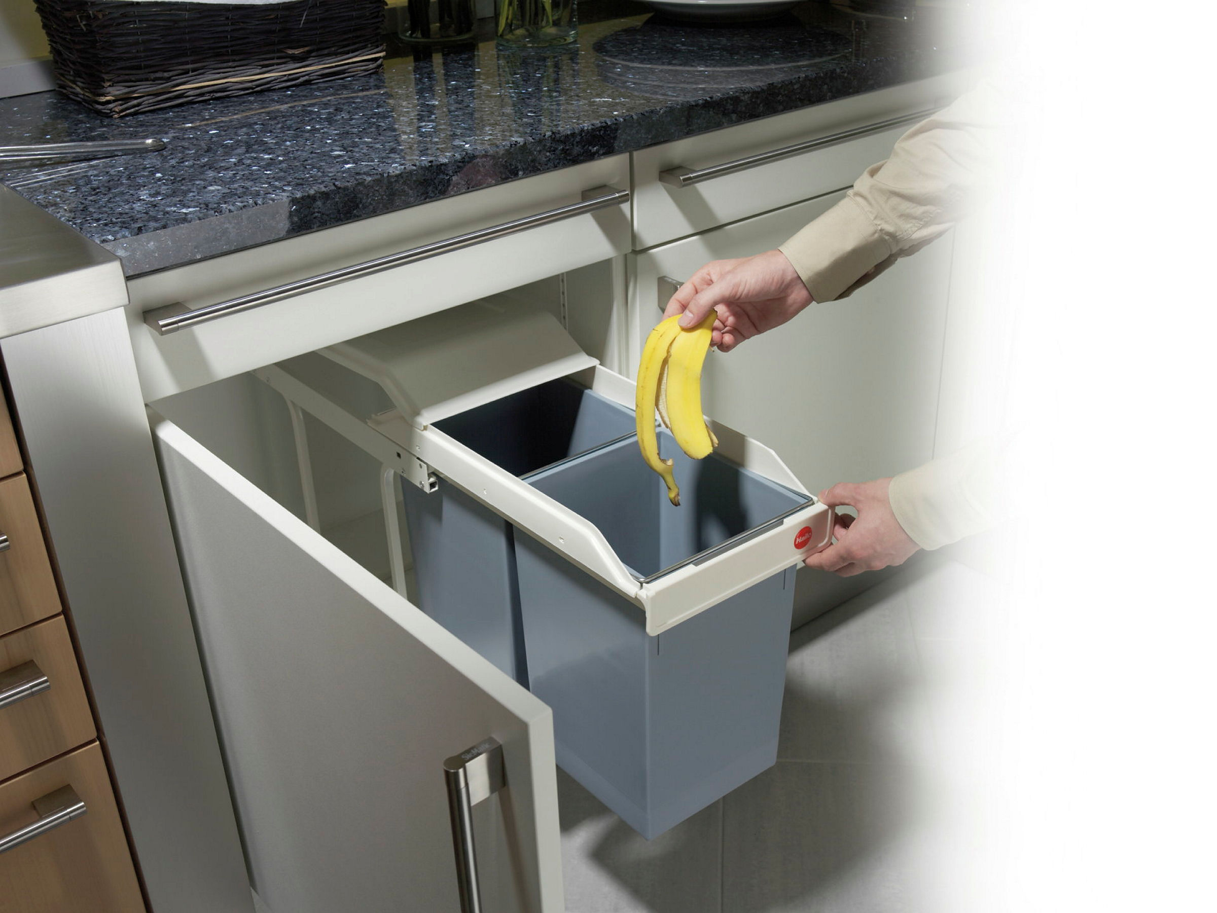 Einbau-Mülltrenn.System Multi- Box duo L 2x14 L, cremeweiß