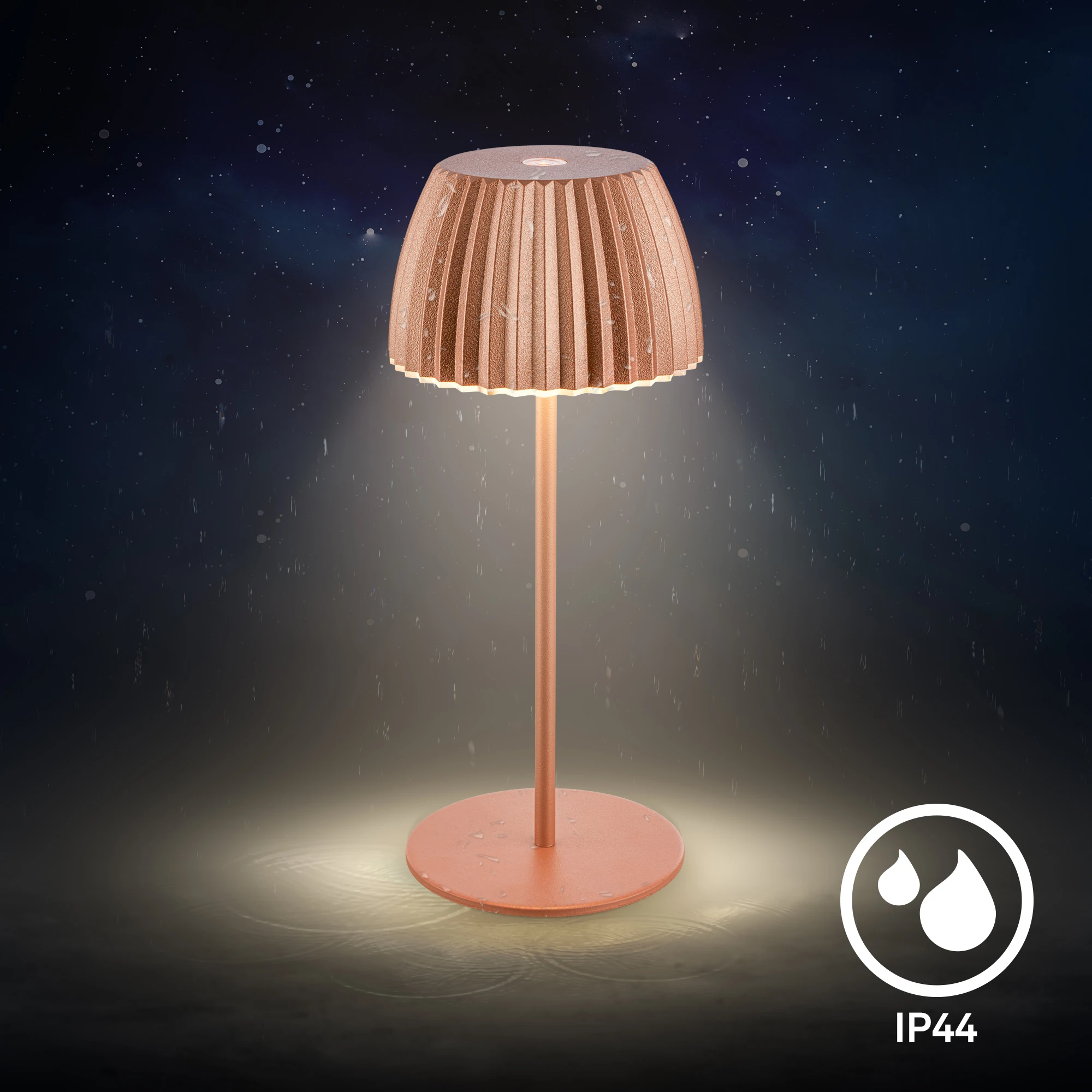 Brilo unplugged RIFFLE Akku Mini Tischleuchte mit Lichtkante - Kupfer