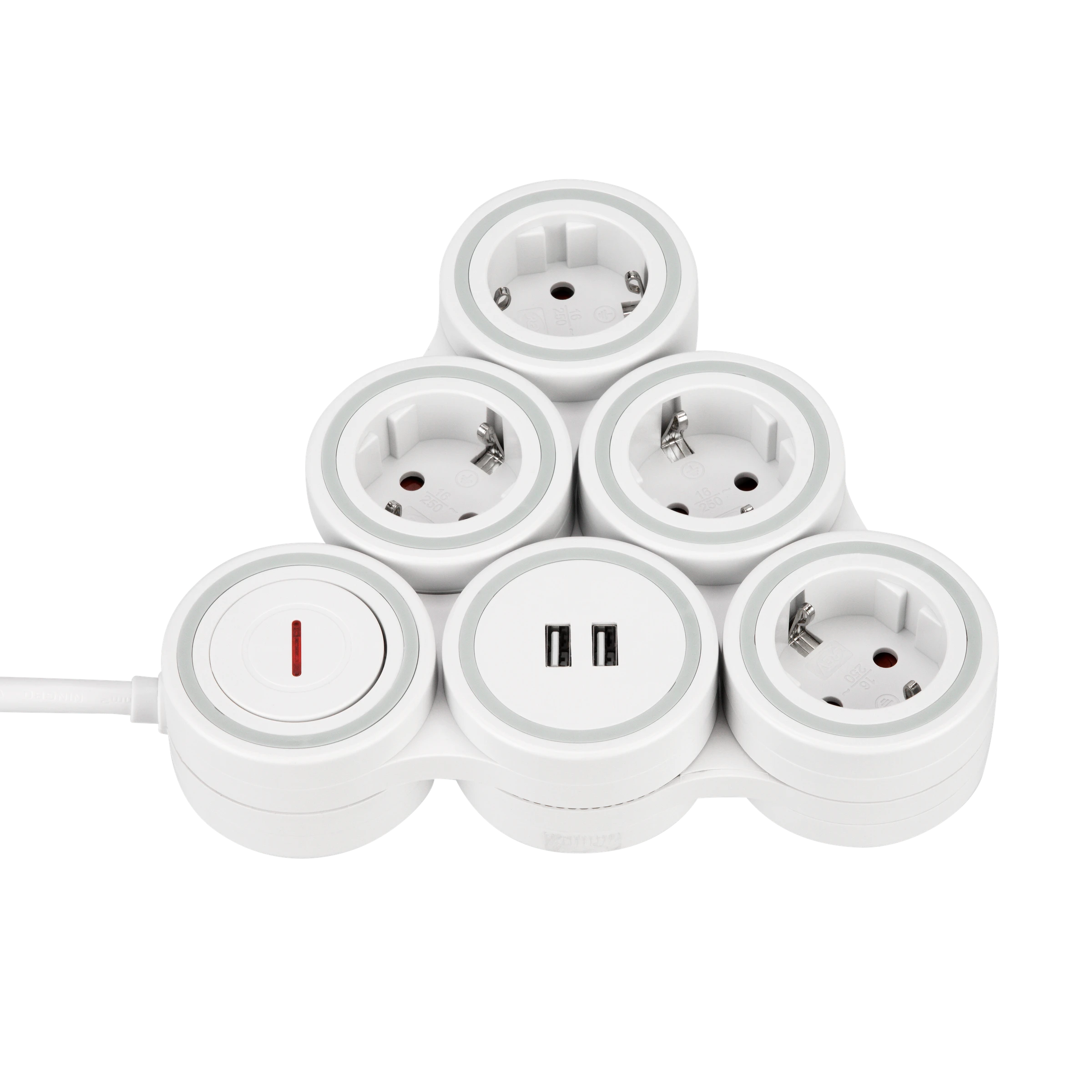 Steckdosenleiste Supraflex 4-fach USB & Schalter 1,4m weiß-grau