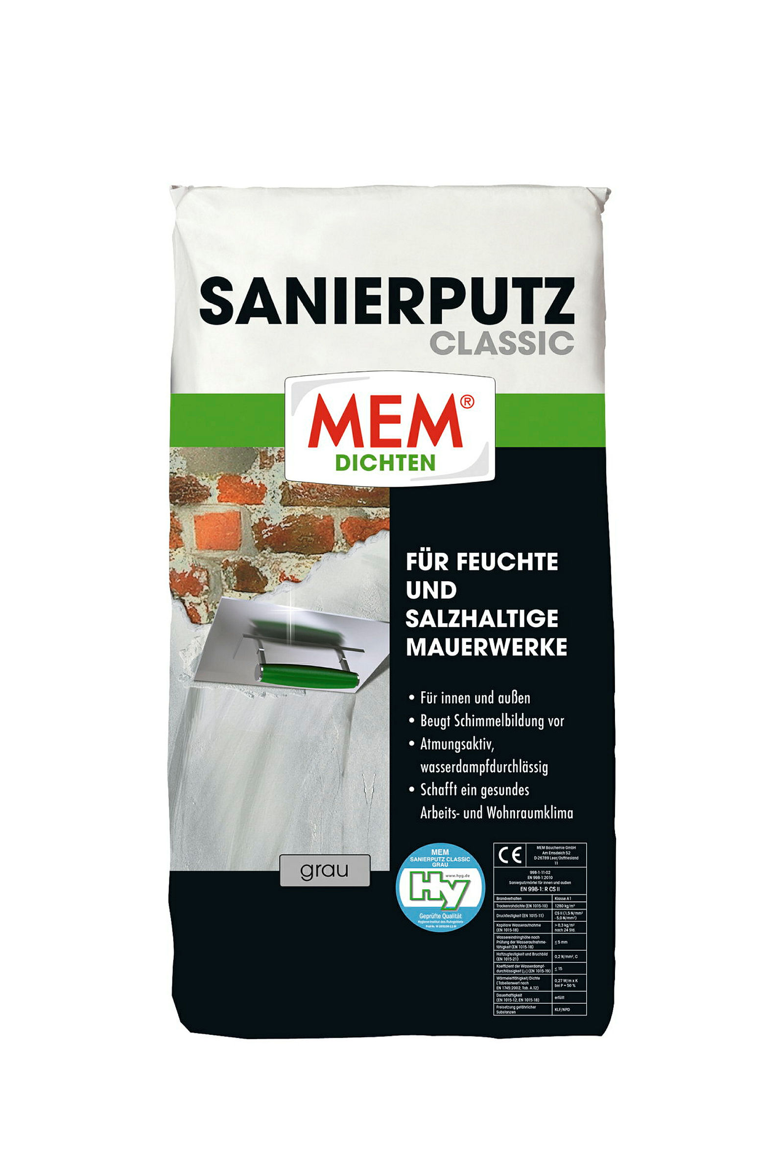 MEM Sanierputz Classic grau, 25 kg