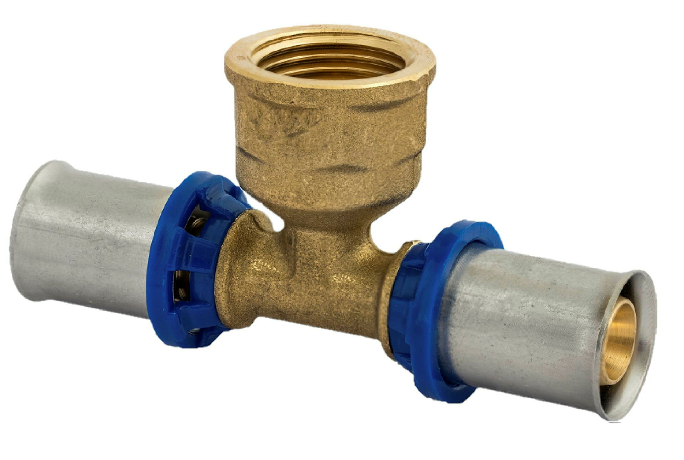 MS T-Stück, blank, 20 mm x 1/2''IG x 20 mm, Pressfitting für MSVR