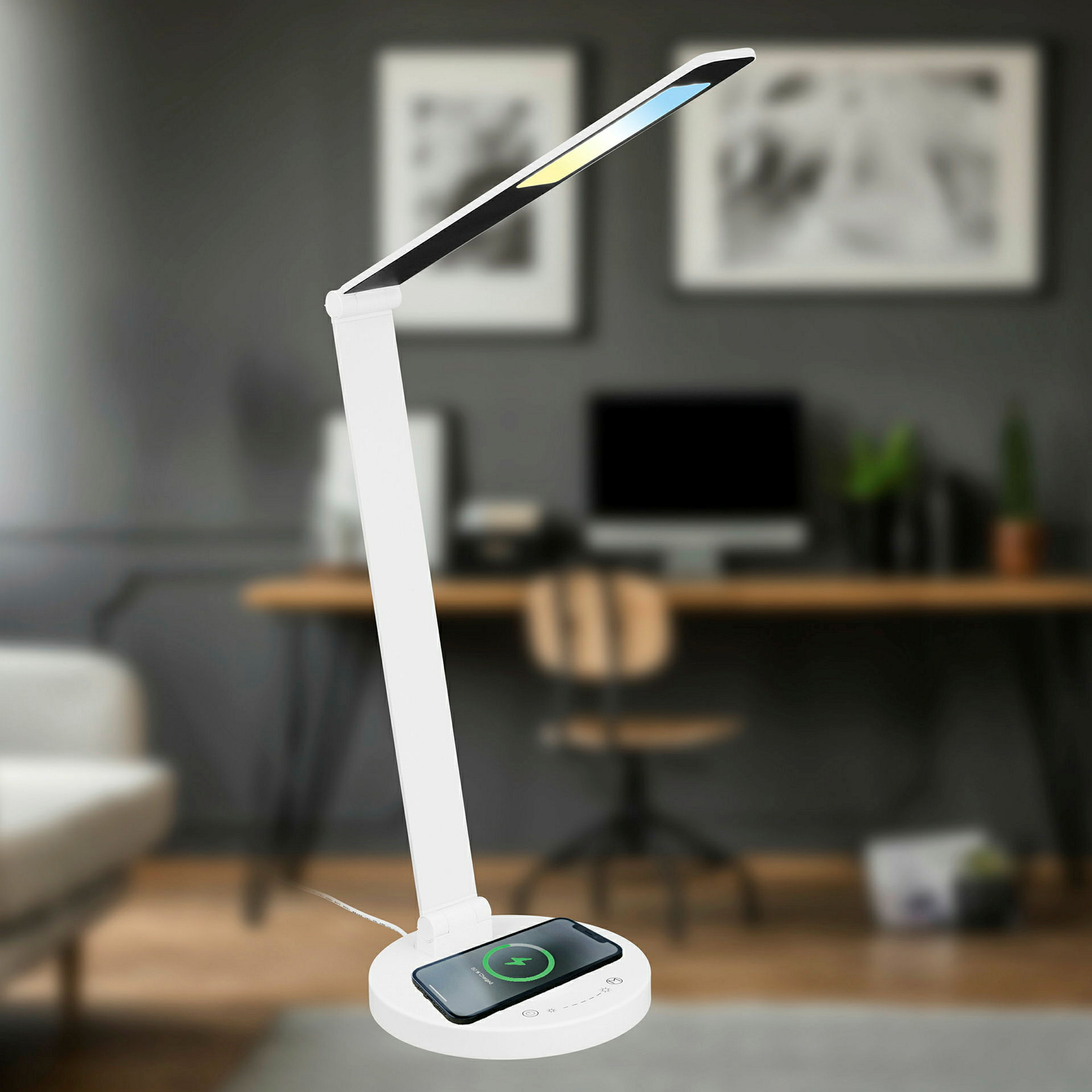 CUMA CCT-LED Tischleuchte, Weiß, inkl. induktive Ladestation