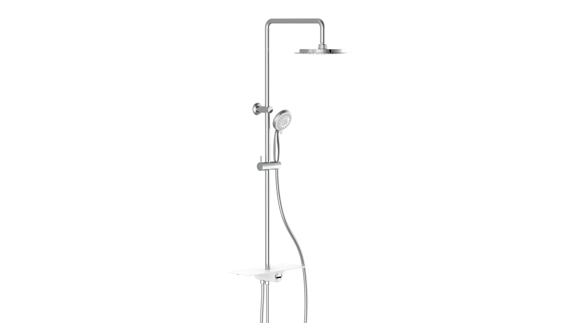 AQUASTAR Überkopfbrause-Set, Chrom/Weiß, mit Ablage