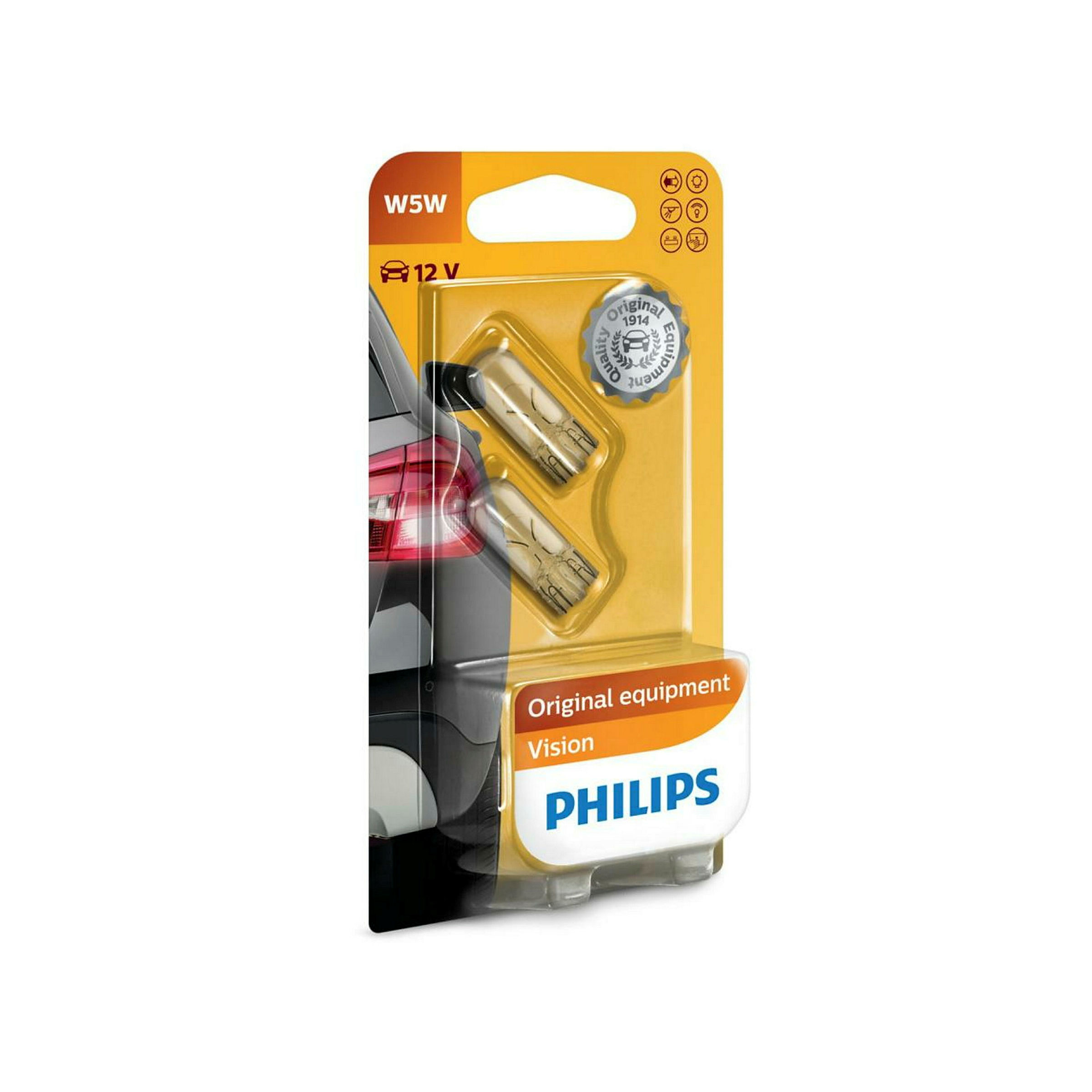 PHILIPS Glassockelbirnen W5 12 V/5 W 2er Blister