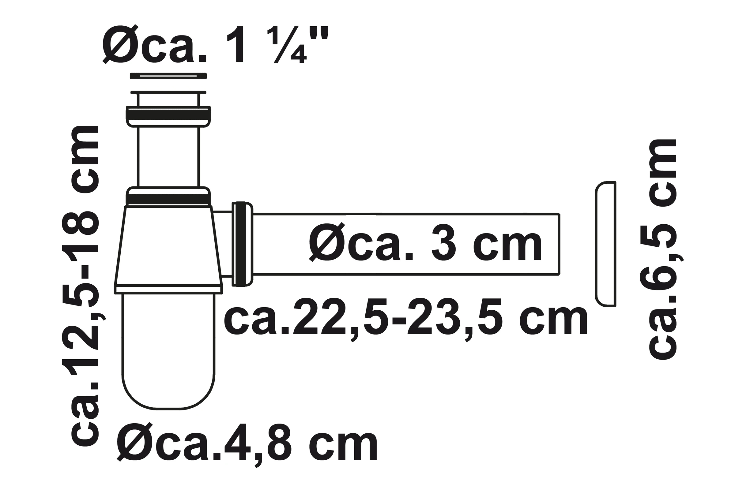 Flaschensiphon, Chrom, 1 1/4'' x 32 mm