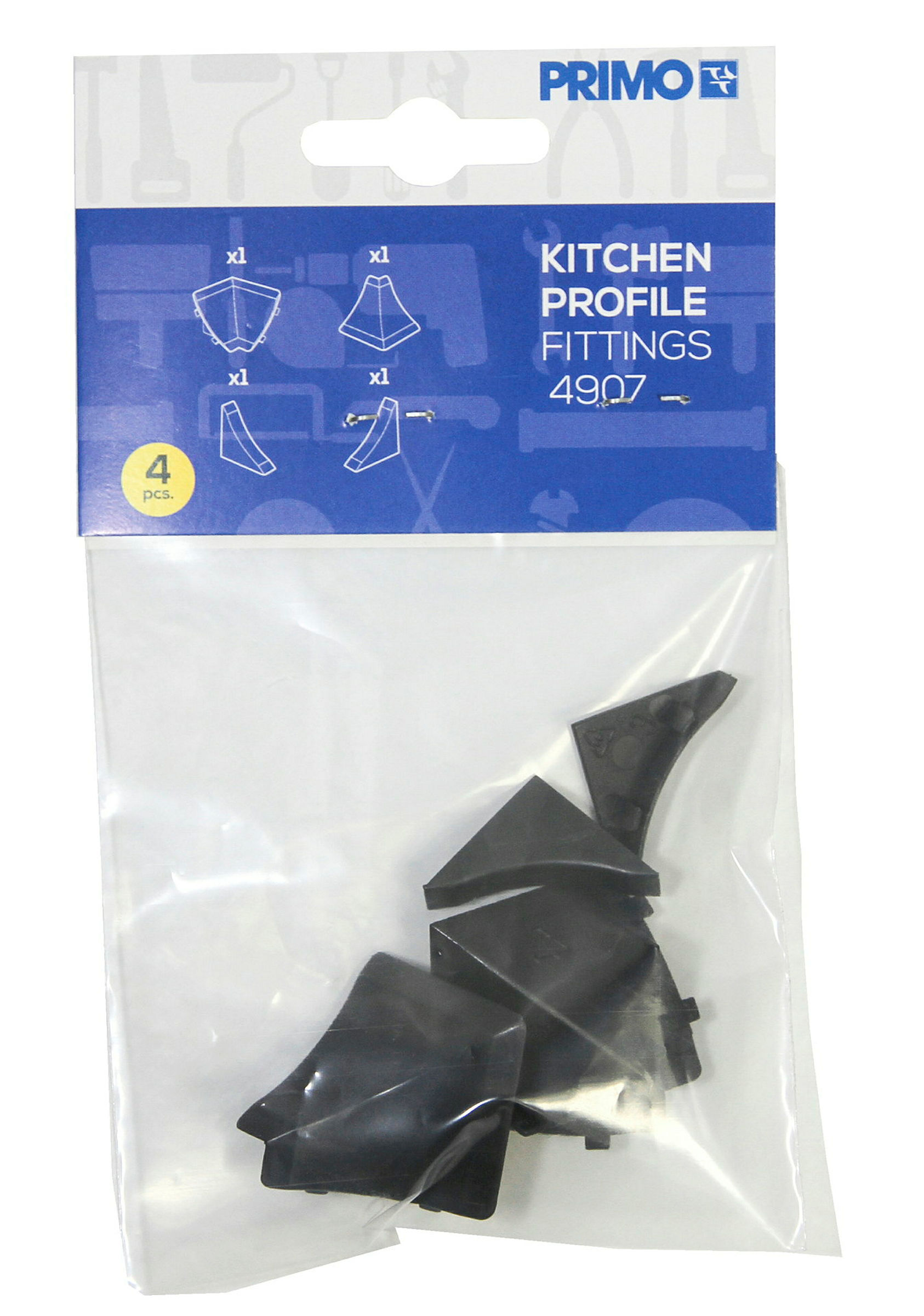 Zubehörset Wandschlussprofil # 4907, 4-teilig, schwarz für # 4907 Granito