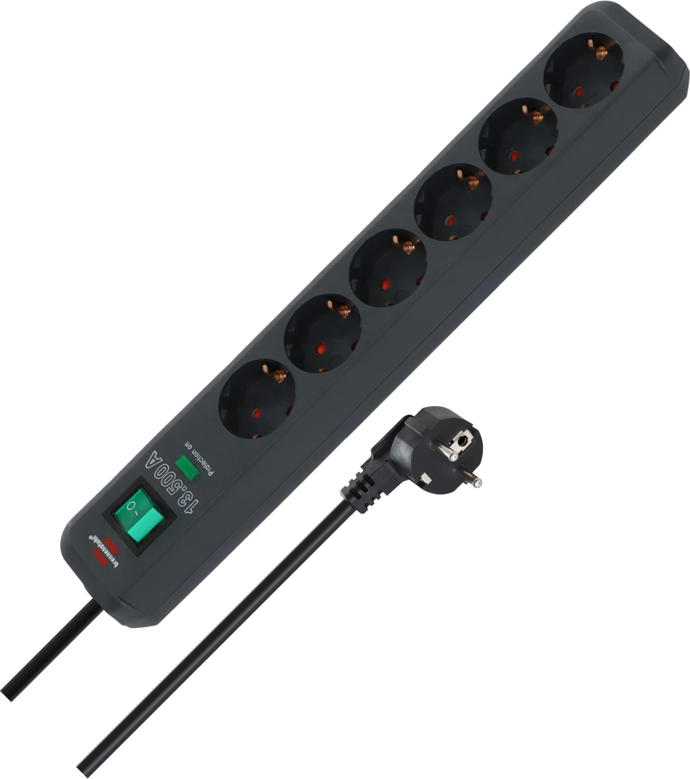 Eco-Line 6fach Leiste anthrazit *DE* 15m H05VV-F3G15 Ü-SchutzSchalter