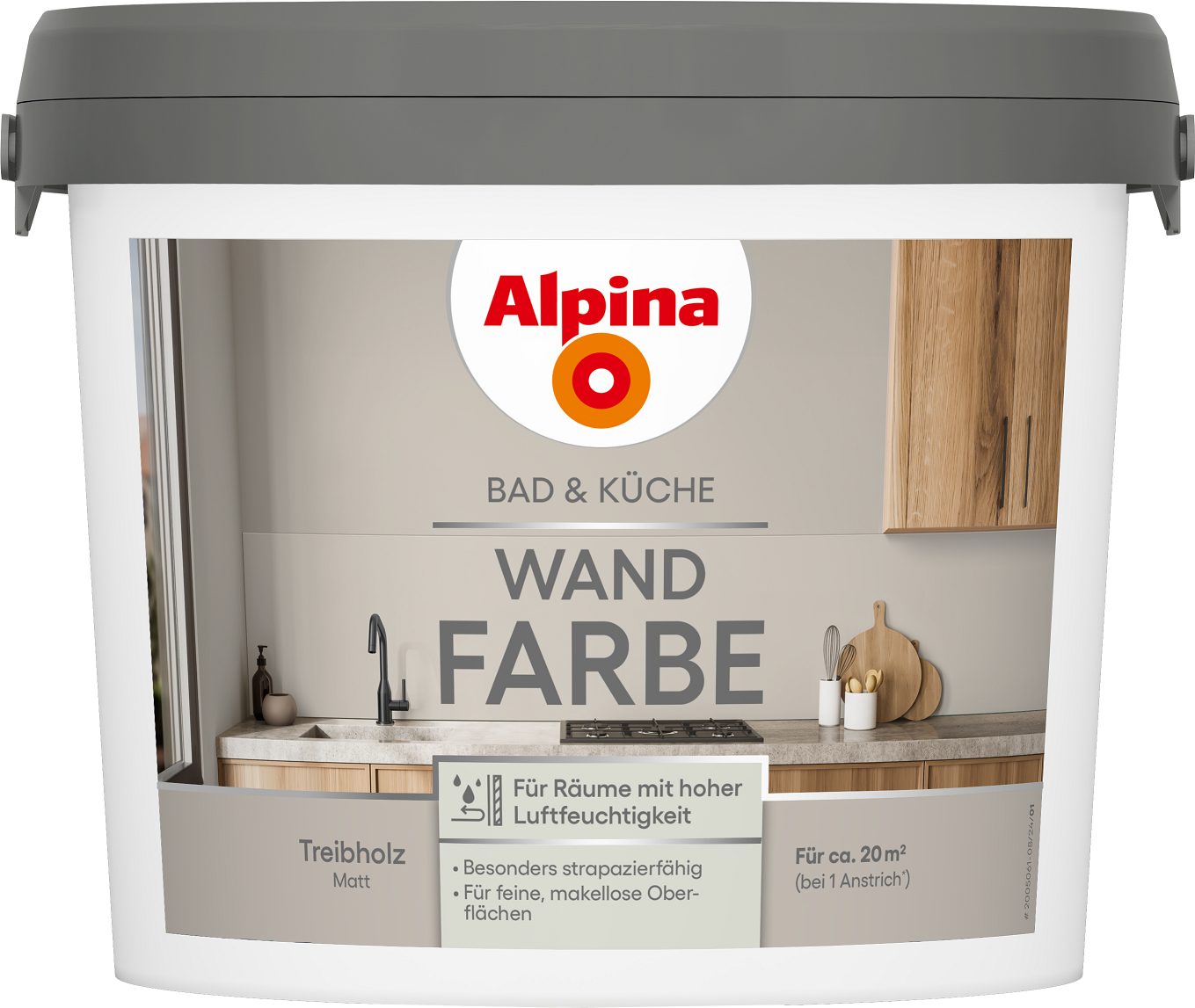 Alpina Bad & Küche Wand-Farbe Treibholz 2,5L