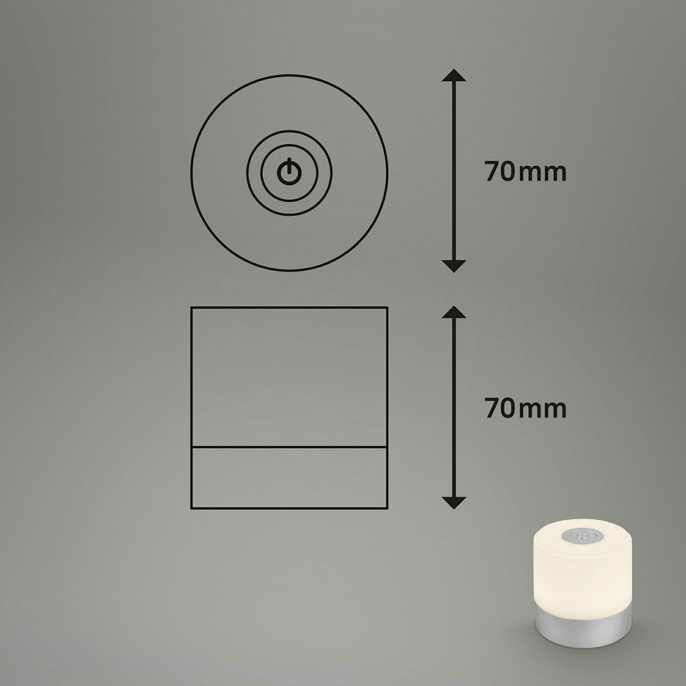 SMAL Akku LED Tischleuchte, Chrom-matt, 1xLED/2W