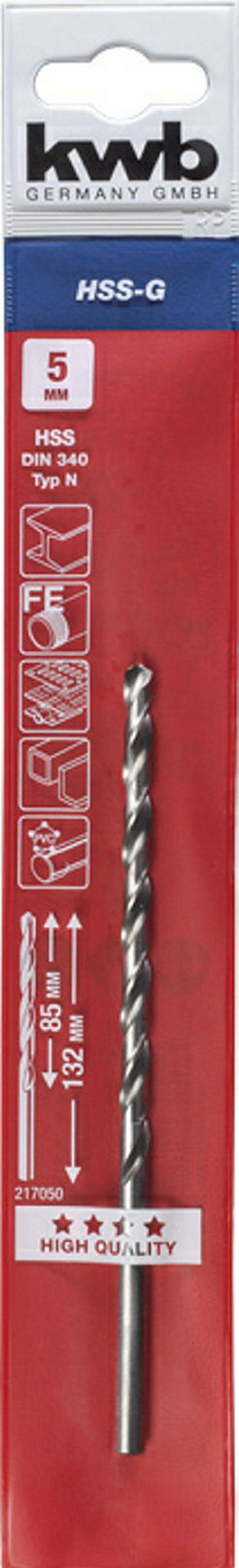 HSS Spiralbohrer, lange Ausführung, ø 5.0 mm