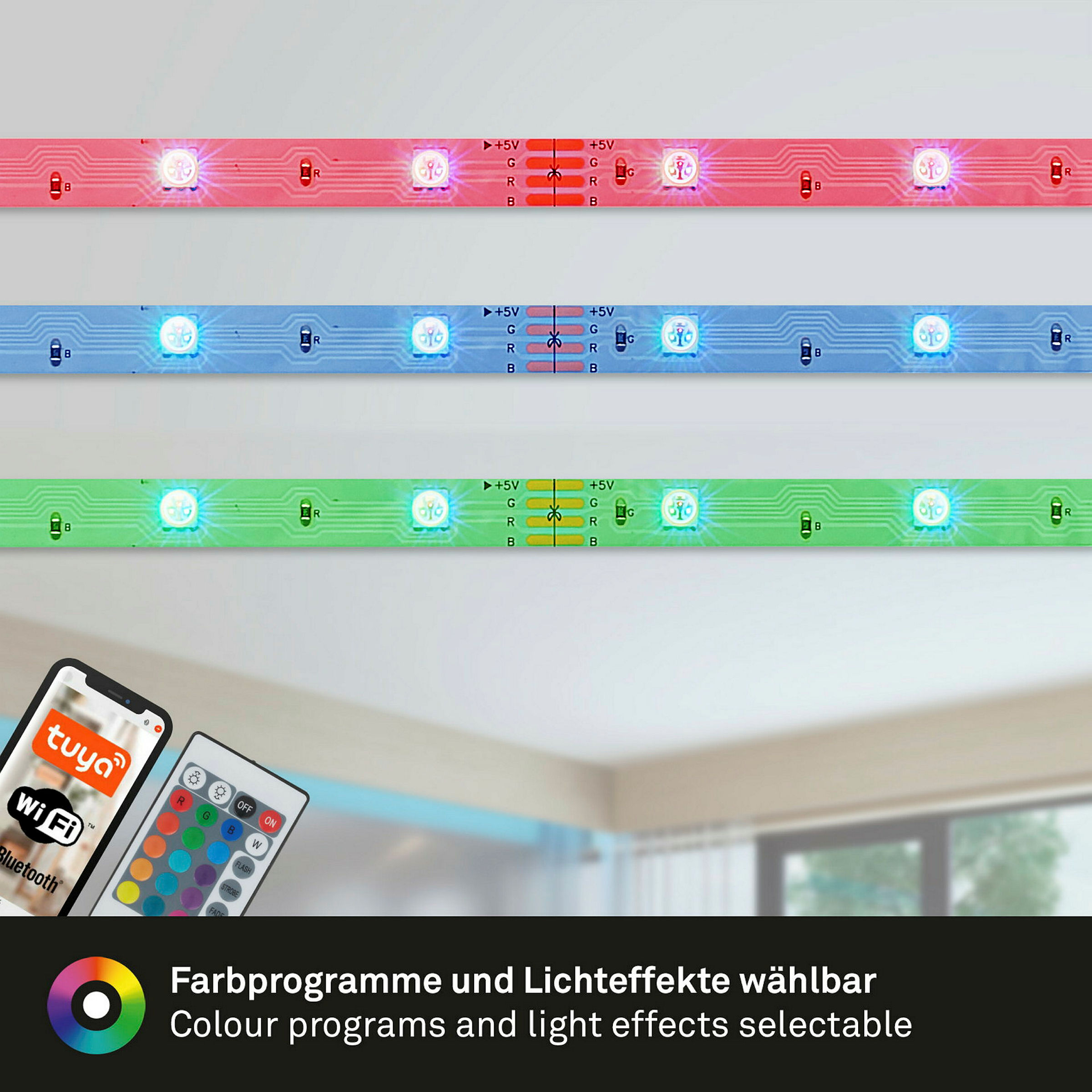 USB SMART WiFi + Bluetooth RGB-LED Flexband, 5m, USB