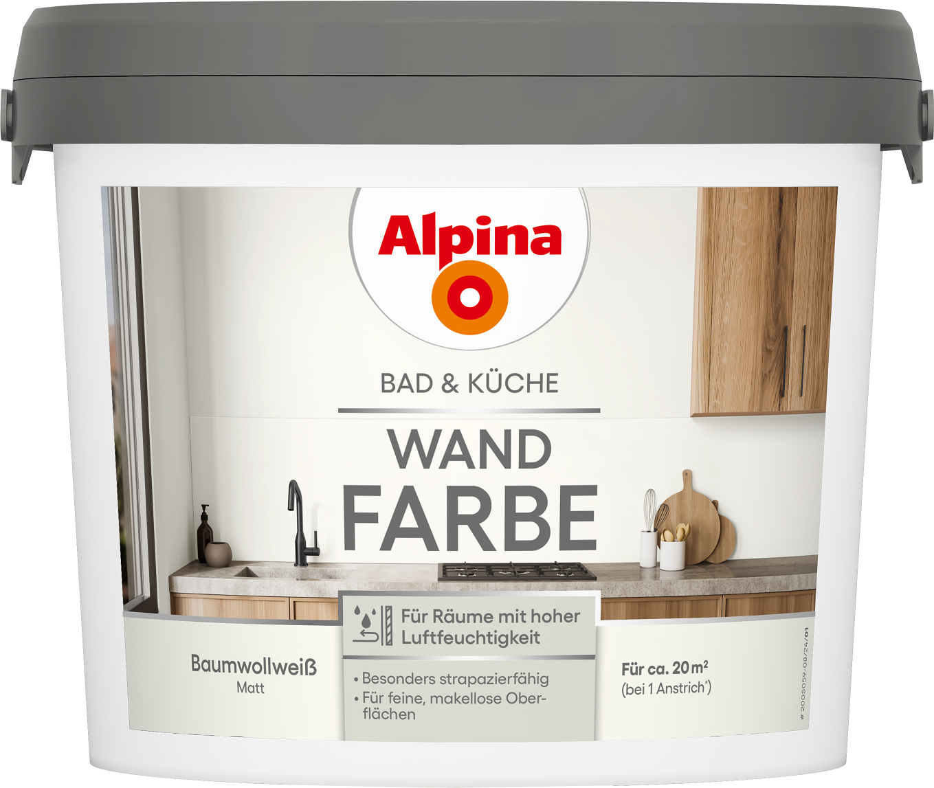 Alpina Bad & Küche Wand-Farbe Baumwollweiß 2,5L
