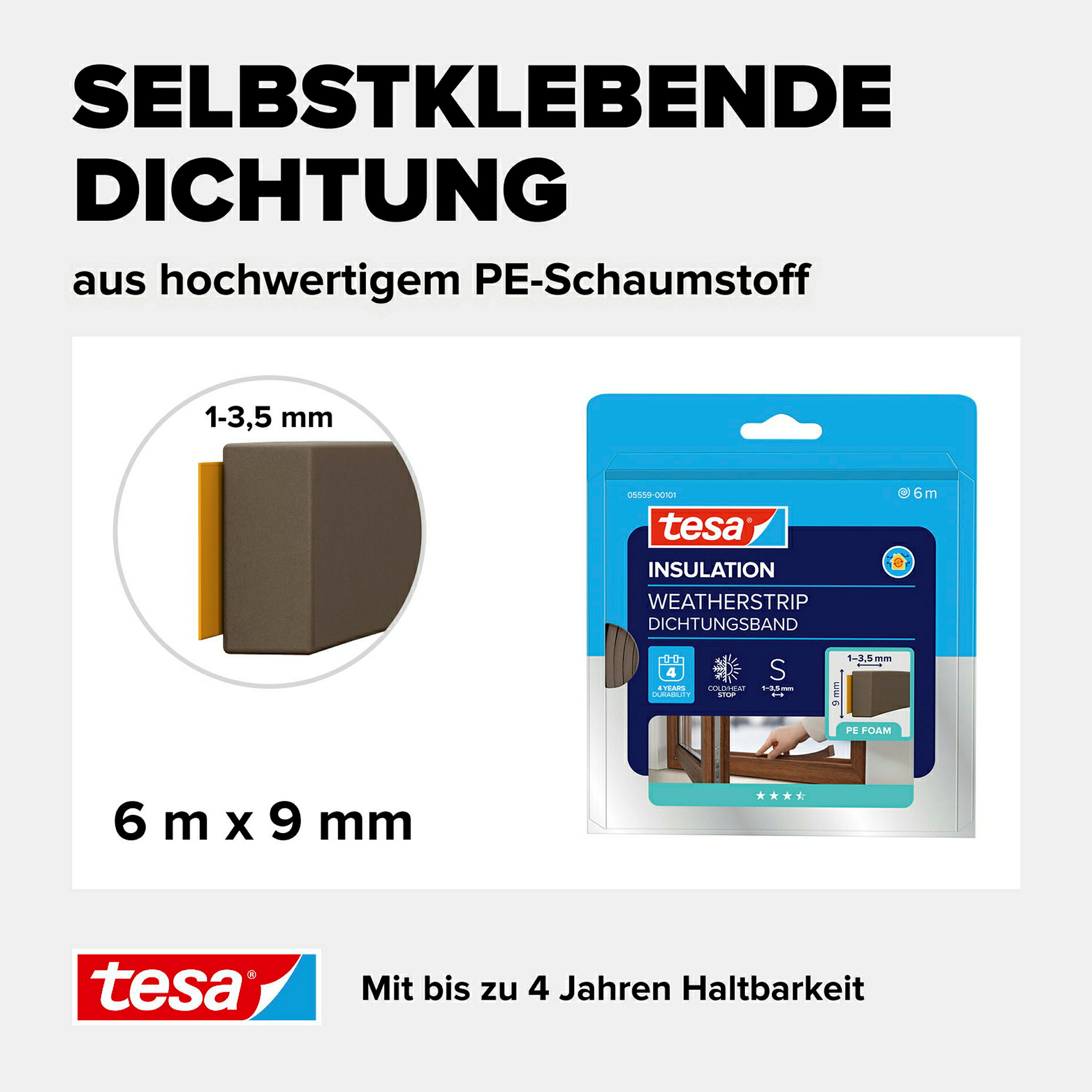 tesamoll® Standard I-Profil Schaumstoff braun, für Spalten von 1-3,5mm