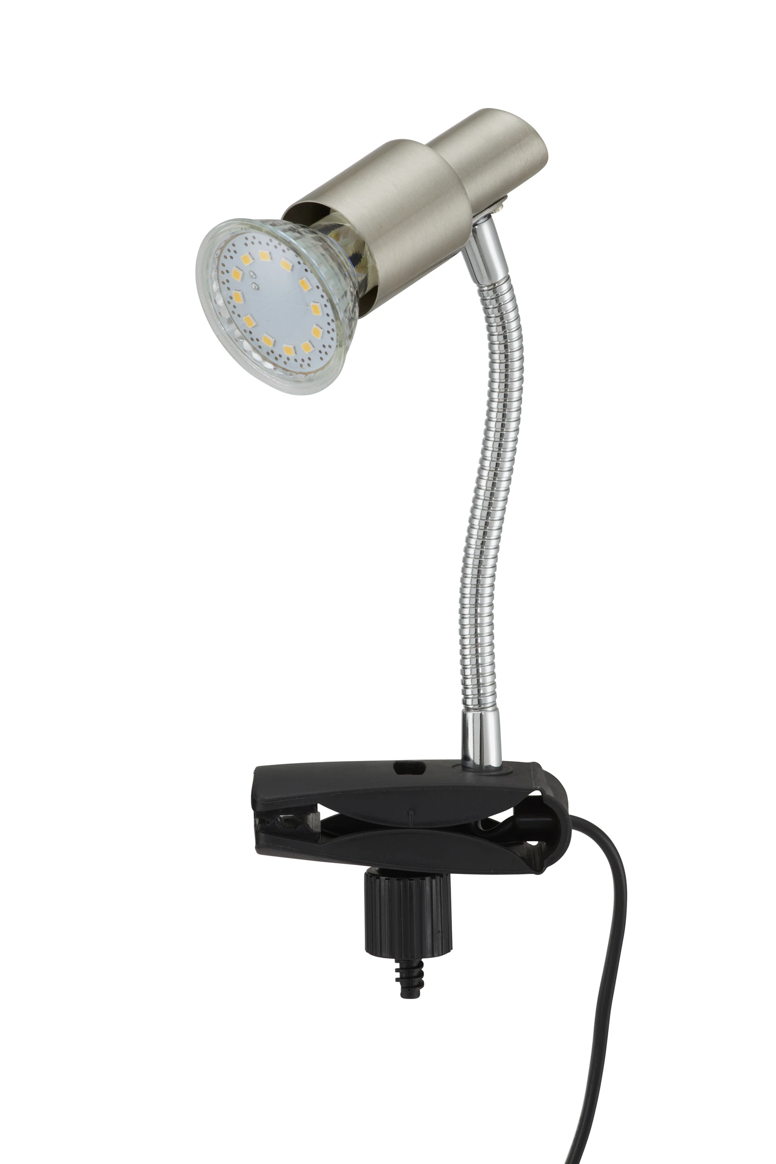 LED Klemmleuchte, matt-nickel, 1xLED/GU10/2,9W