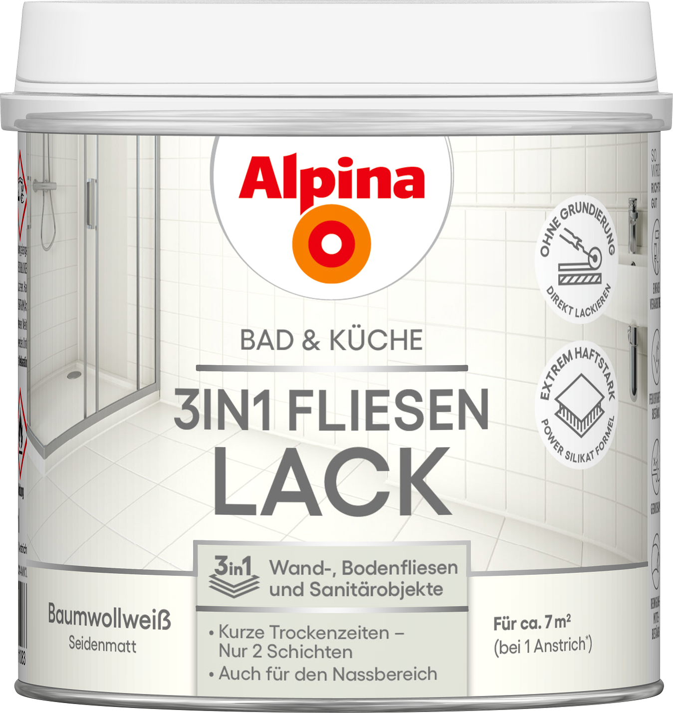 Alpina Bad & Küche 3in1 Fliesenlack Weiß 0,5 Liter
