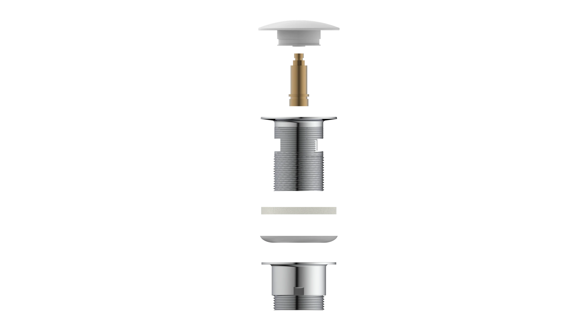 Design-Ablaufventil, Kappe Weiß, 1 1/4 x 65 mm, mit Überlauf