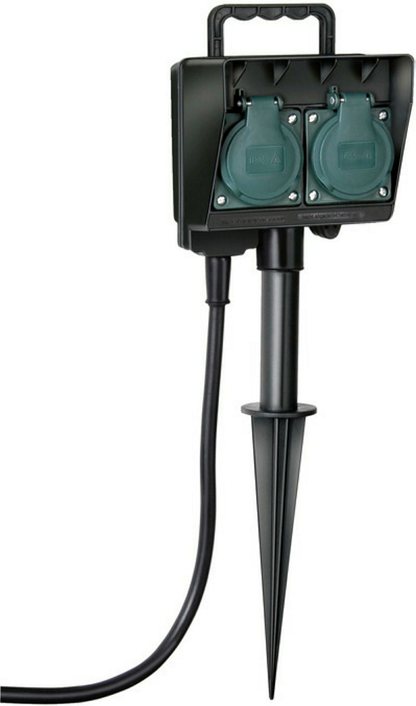Gartensteckdose mit Erdspiess 2-Fach 1,4m Kabel H07RN-F3G1,5